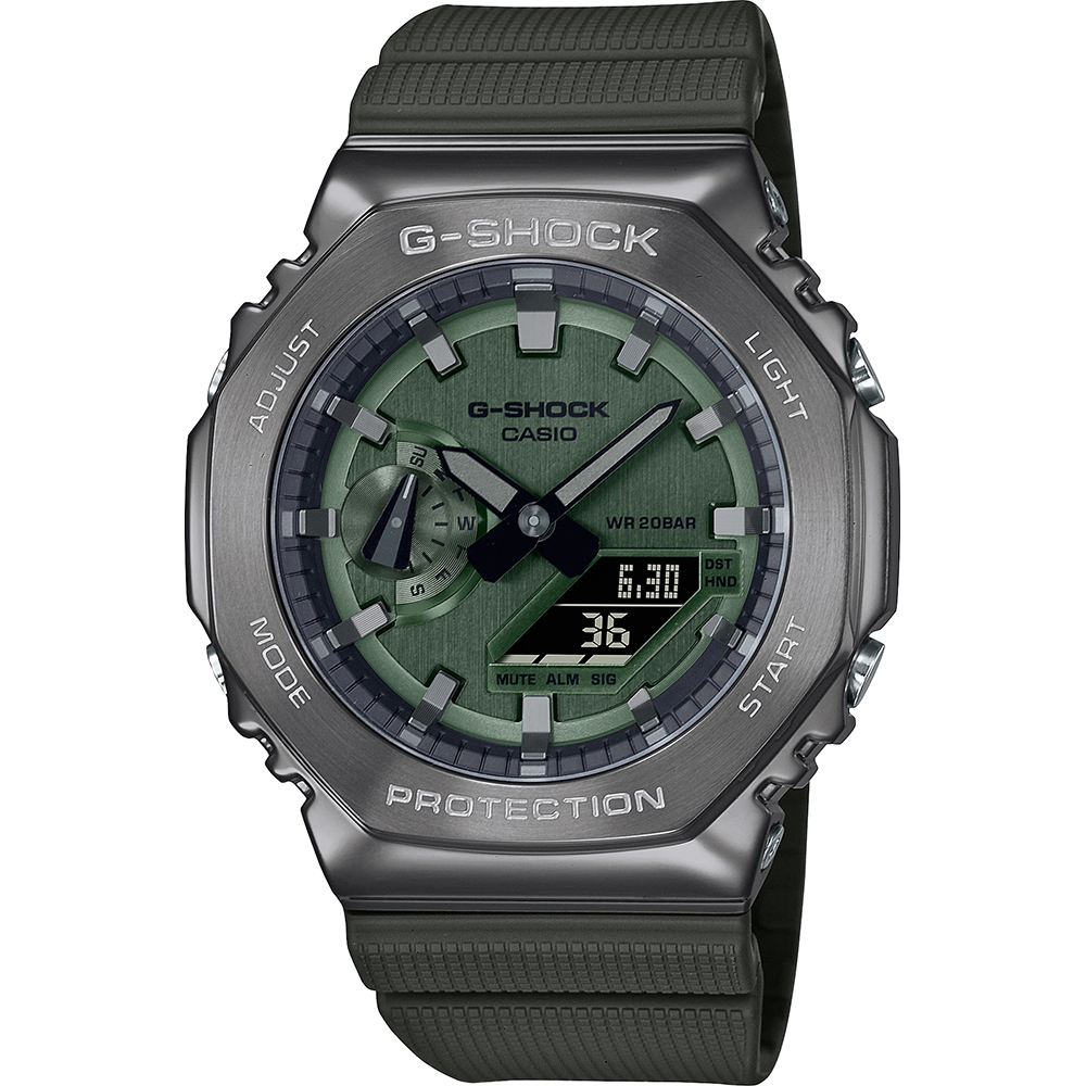 G-Shock GM-2100B-3AER Oak Metal Covered green dial front view