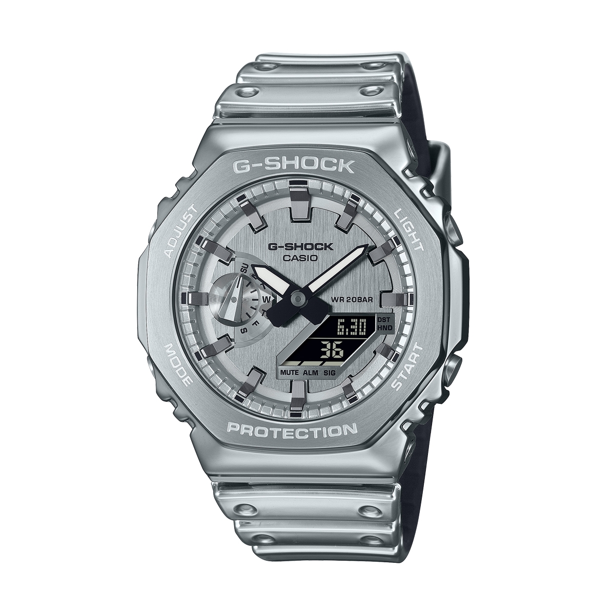 Casio G-Shock GM-2100YM-8AER Oak G-Steel Silver face view