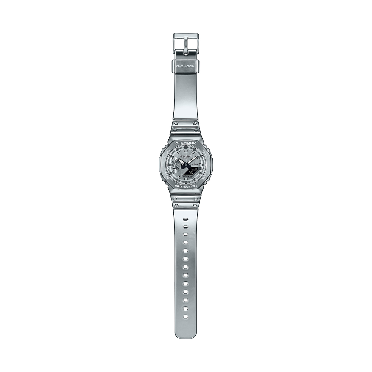 Casio G-Shock GM-2100YM-8AER Silver dial and bezel detail
