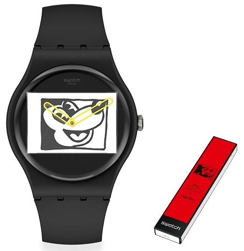 SWATCH SWATCH WATCHES Mod. MICKEY BLANC SUR NOIR SUOZ337 wwt